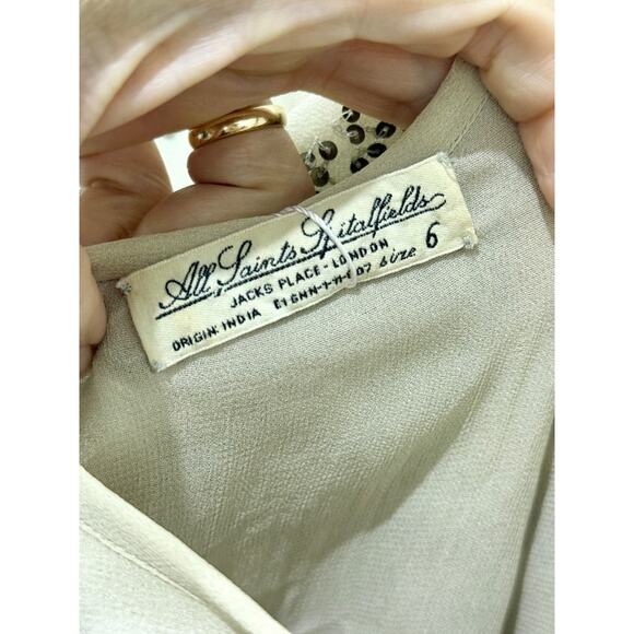 All Saints Poison Chiffon Spain Long Sleeve Mini Dress Mist Women's 6 UK / 2 US - Picture 4 of 5